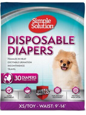 NEW Simple Solution Disposable Female Dog Diapers, X-Small: 9"-14" waist, 30 Ct.